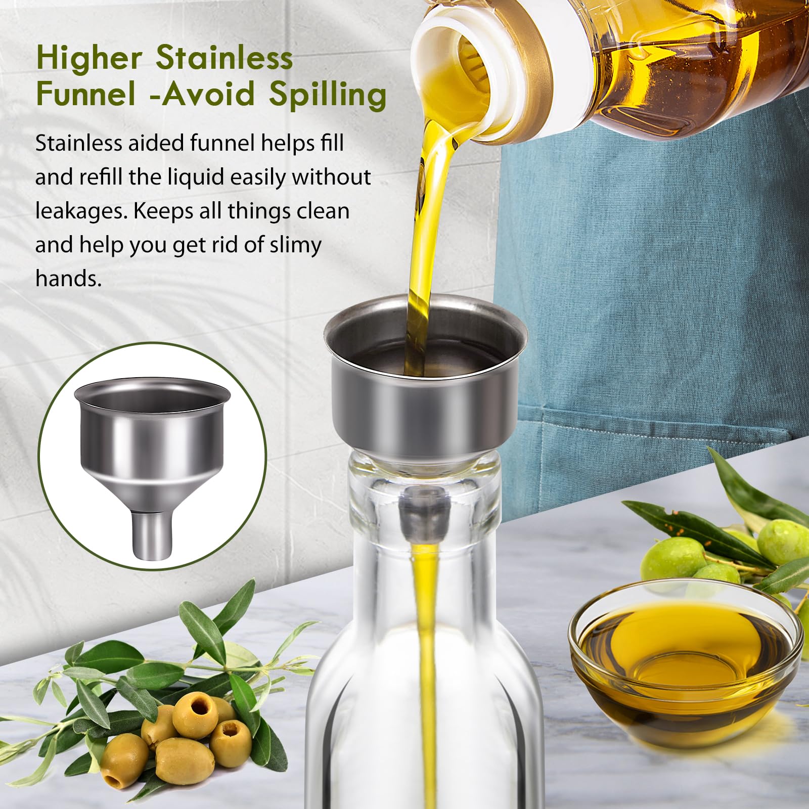 YEBODA oil and vinegar spout cap ensures leak-proof storage
