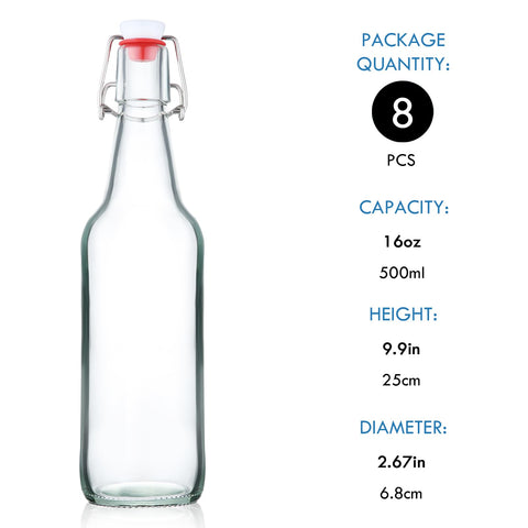 Glass YEBODA vanilla extract bottle, 16oz, clear view for precise flavoring