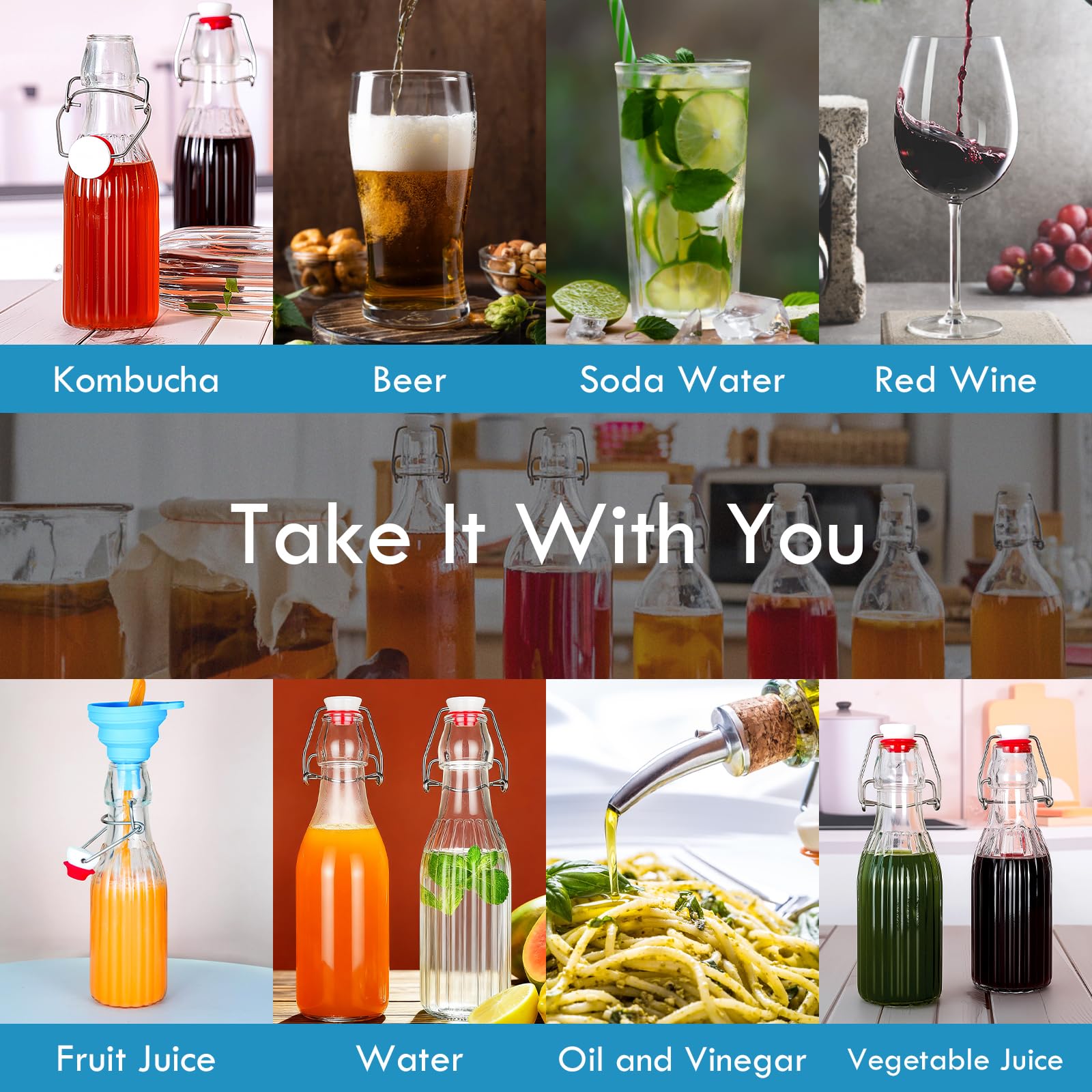 YEBODA dishwasher-safe glass bottle for easy cleaning and reuse.