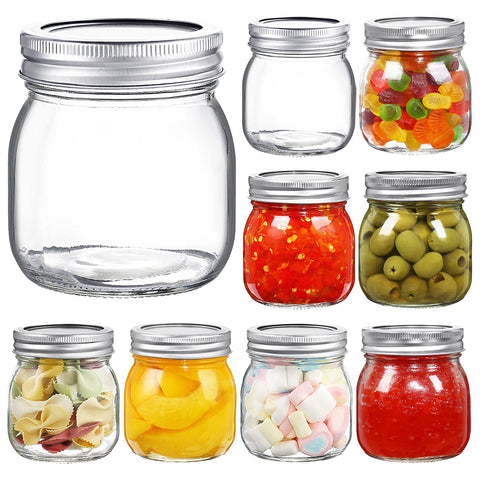 YEBODA wide-mouth 10oz jar with clear glass for easy filling and visibility.
