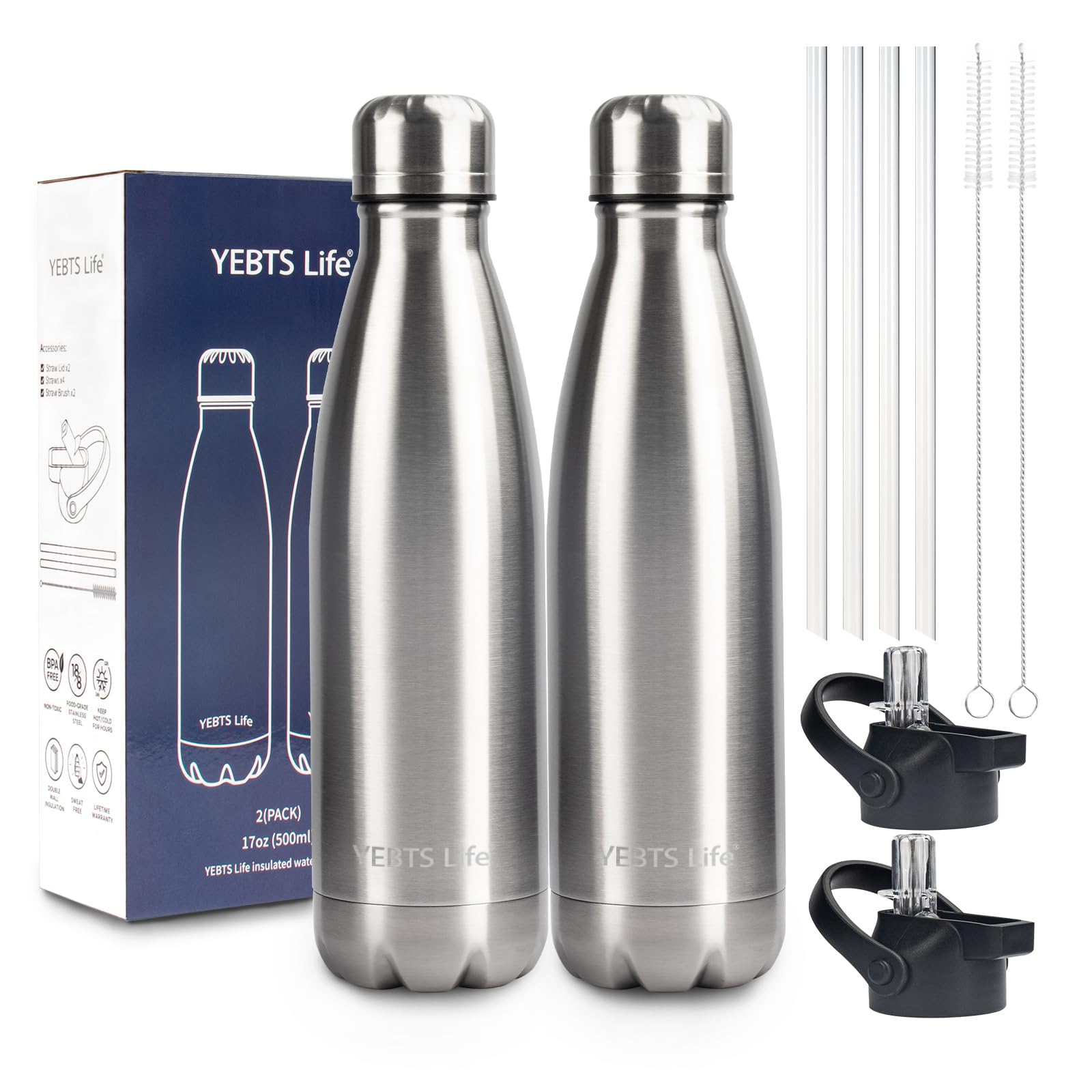 YEBTS Life insulated bottle with straw lid keeps kids hydrated on the go.