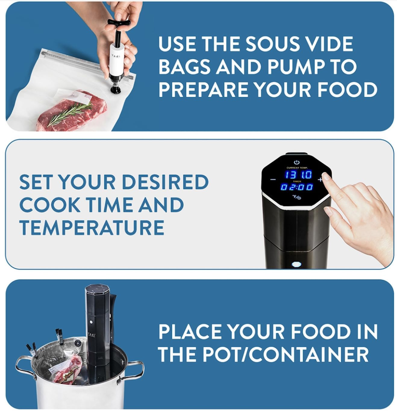 Yedi Houseware Infinity heats quickly with 1000 watts for faster meal prep.
