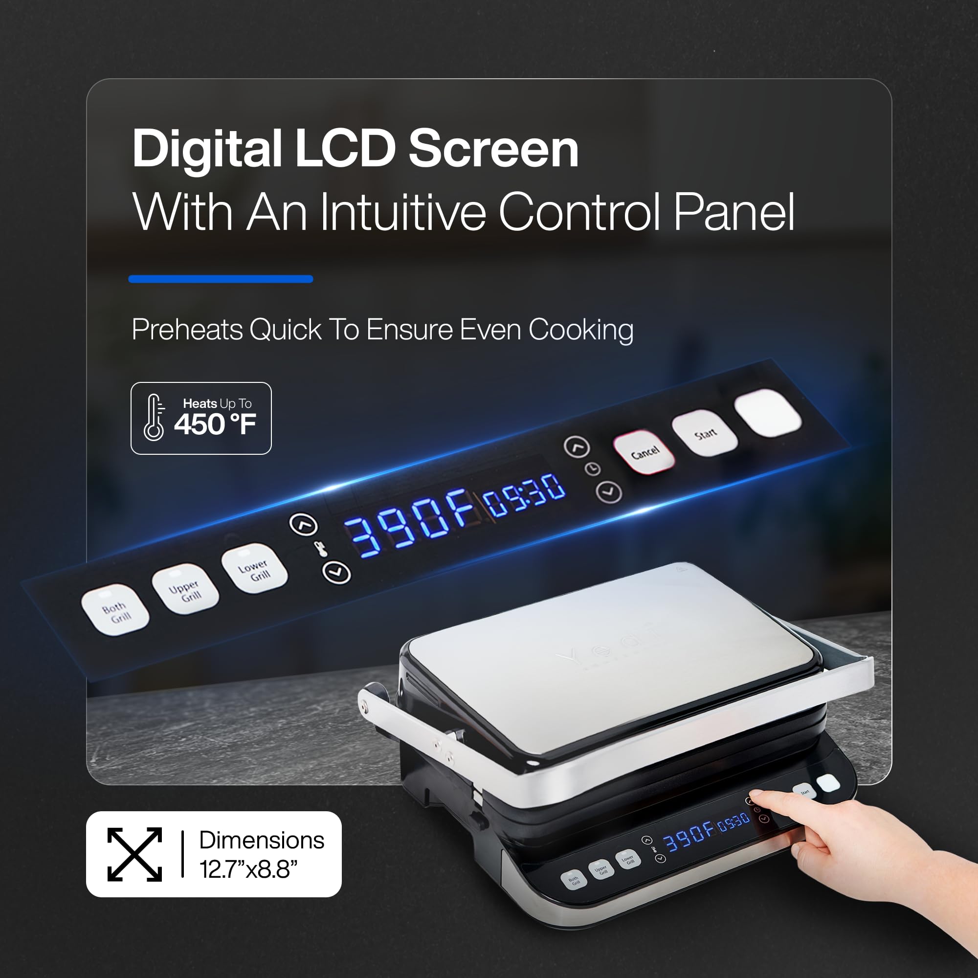 Yedi Total Package compact footprint on counter with sleek digital controls.