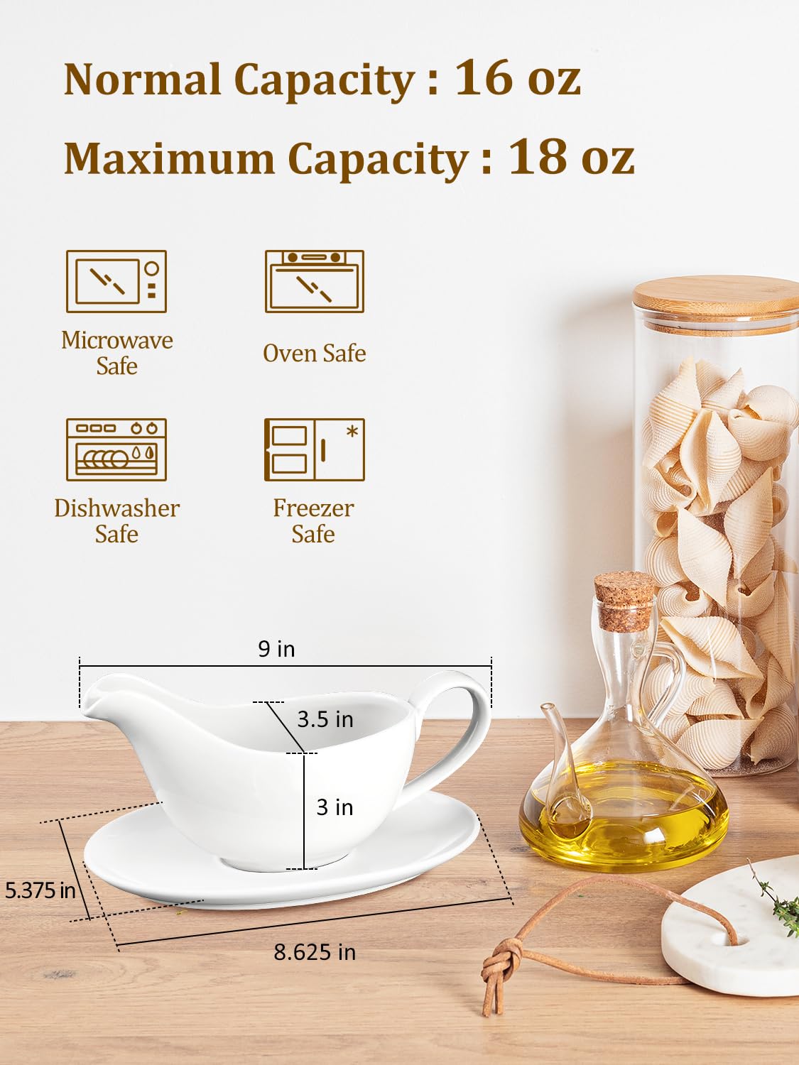 Yedio 18 oz serving boat highlights a large capacity for sauces and gravies