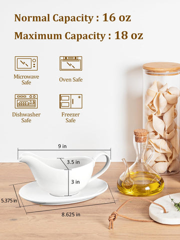 Yedio 18 oz serving boat highlights a large capacity for sauces and gravies