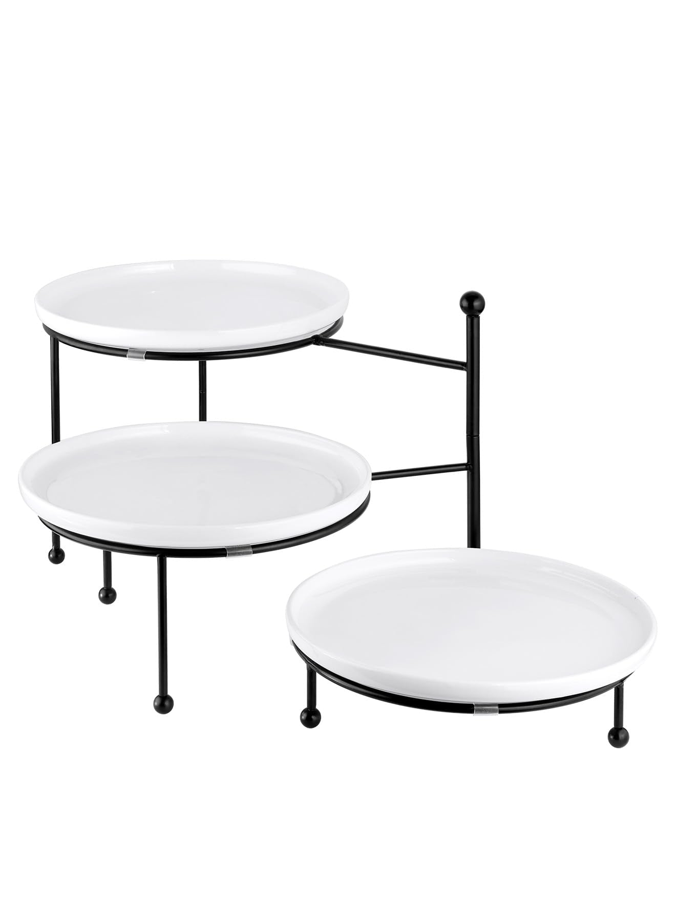 Yedio 3-tier stand assembly demonstrates sturdy, adjustable display for party platters.