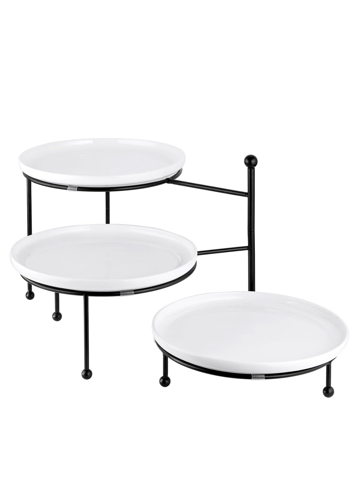Yedio 3-tier stand assembly demonstrates sturdy, adjustable display for party platters.