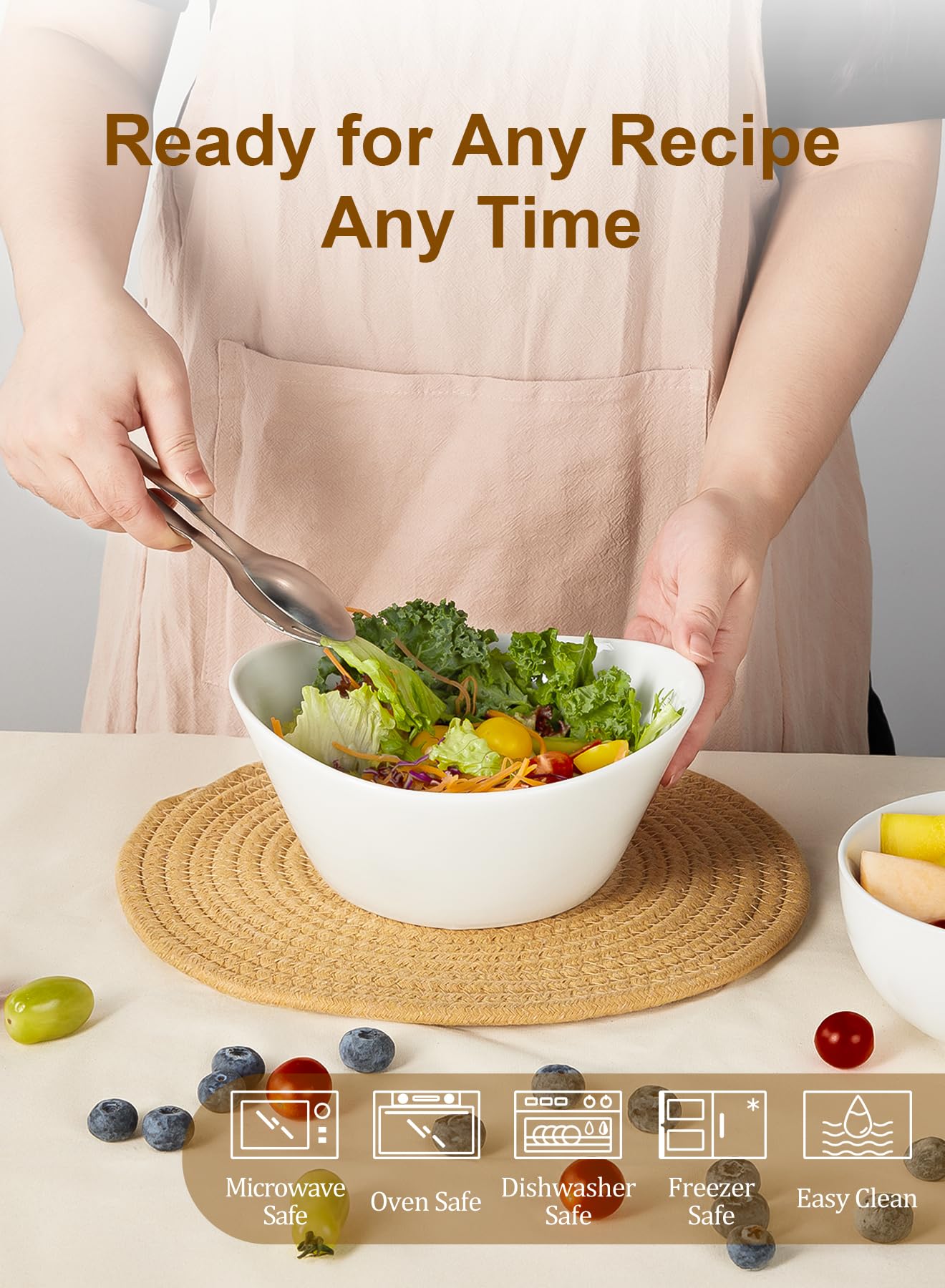 Yedio large 40 oz bowls support hearty portions from soup to salad.