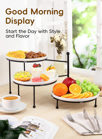 Yedio black metal display stand highlights a rotatable design for versatile table setups.