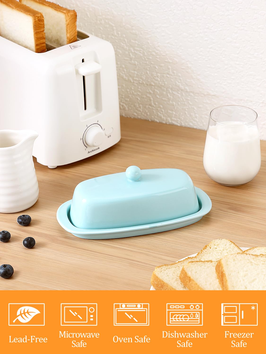 Yedio butter dish on kitchen counter complements modern decor