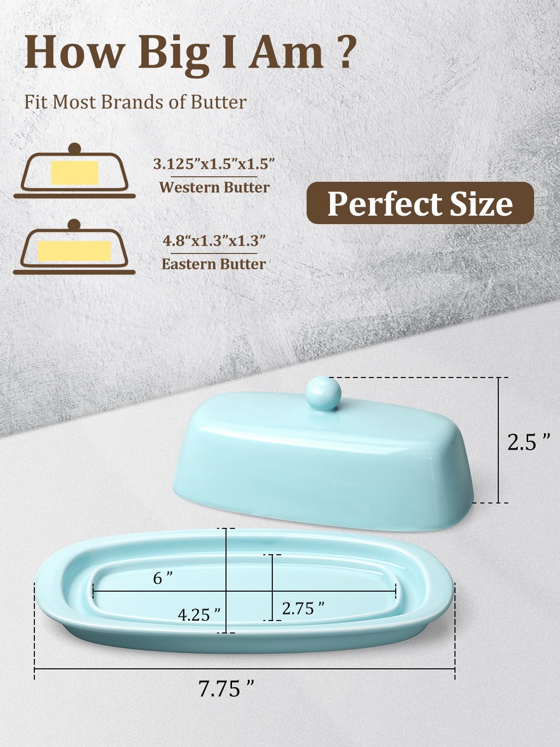 Yedio butter dish tray close-up shows glaze and grooved edge securing the lid