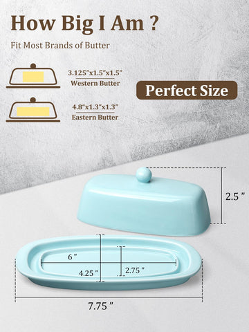 Yedio butter dish tray close-up shows glaze and grooved edge securing the lid