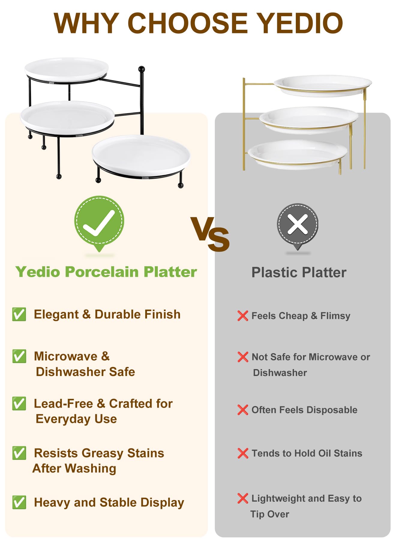 Yedio dessert table presentation on the stand ideal for weddings, birthdays, and buffets.