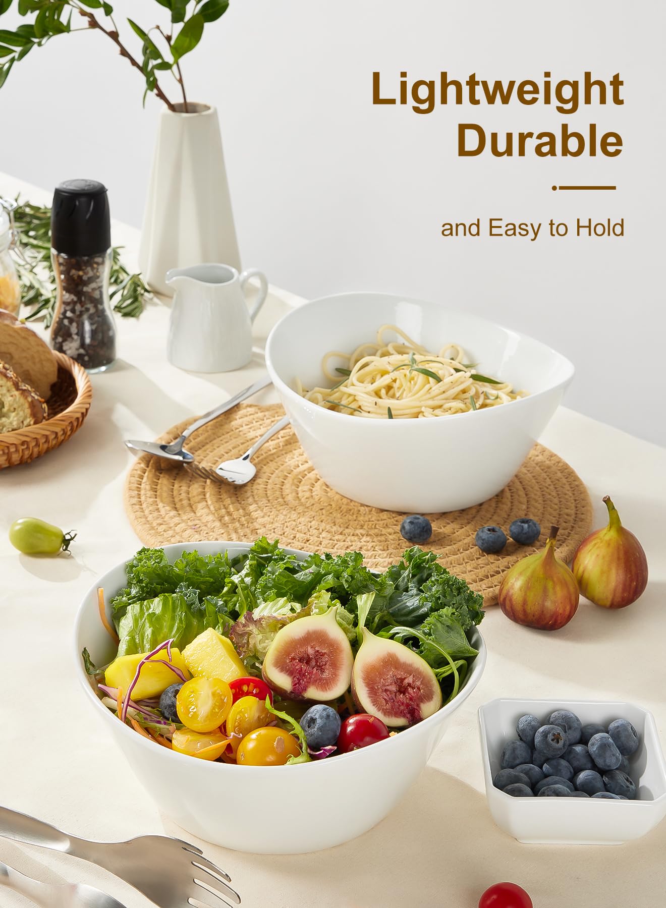 Yedio durable porcelain bowls resist chipping while maintaining a timeless white finish.