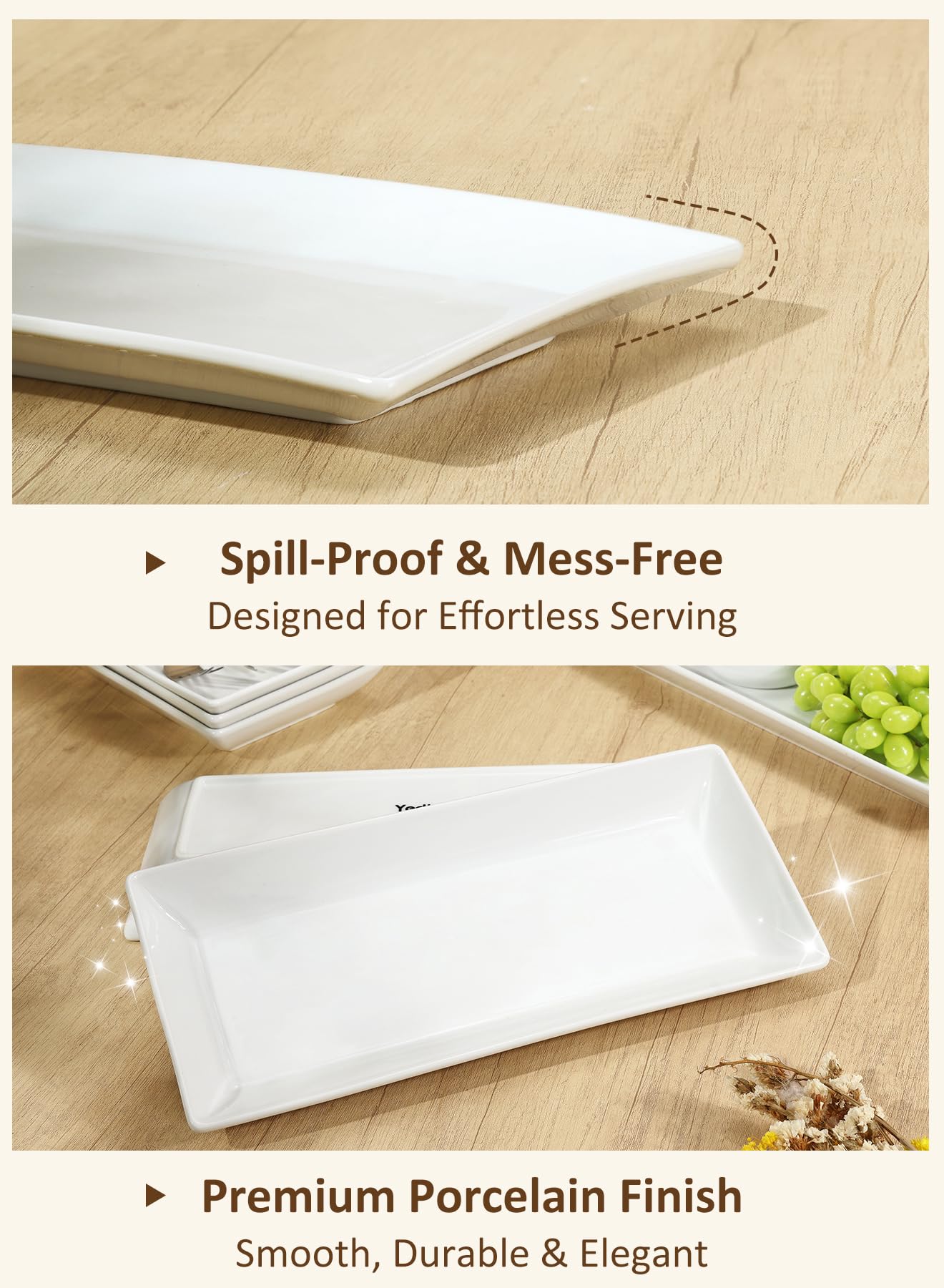 Yedio porcelain platter enhances dessert presentation with chic minimal styling.