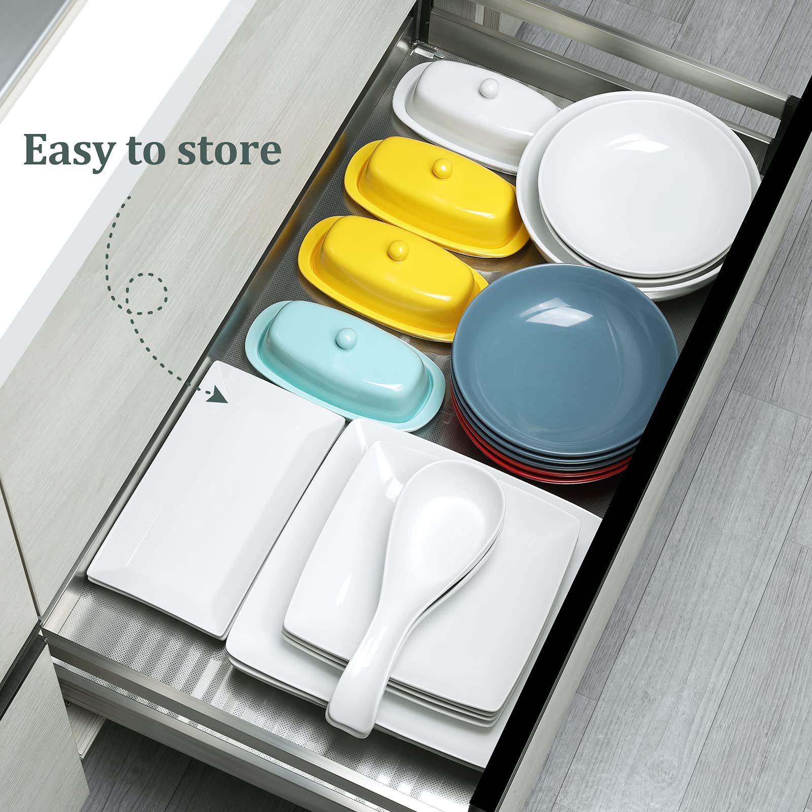 Yedio plate highlighting dishwasher-safe design for easy cleanup.