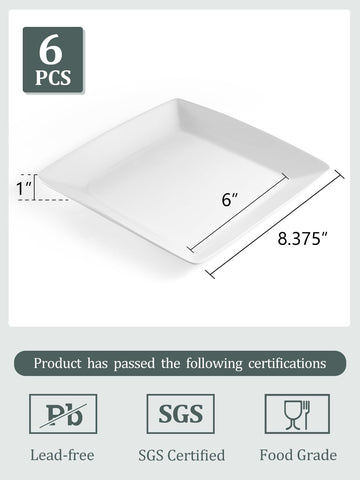 Yedio porcelain square dessert plate — stacked for compact storage.