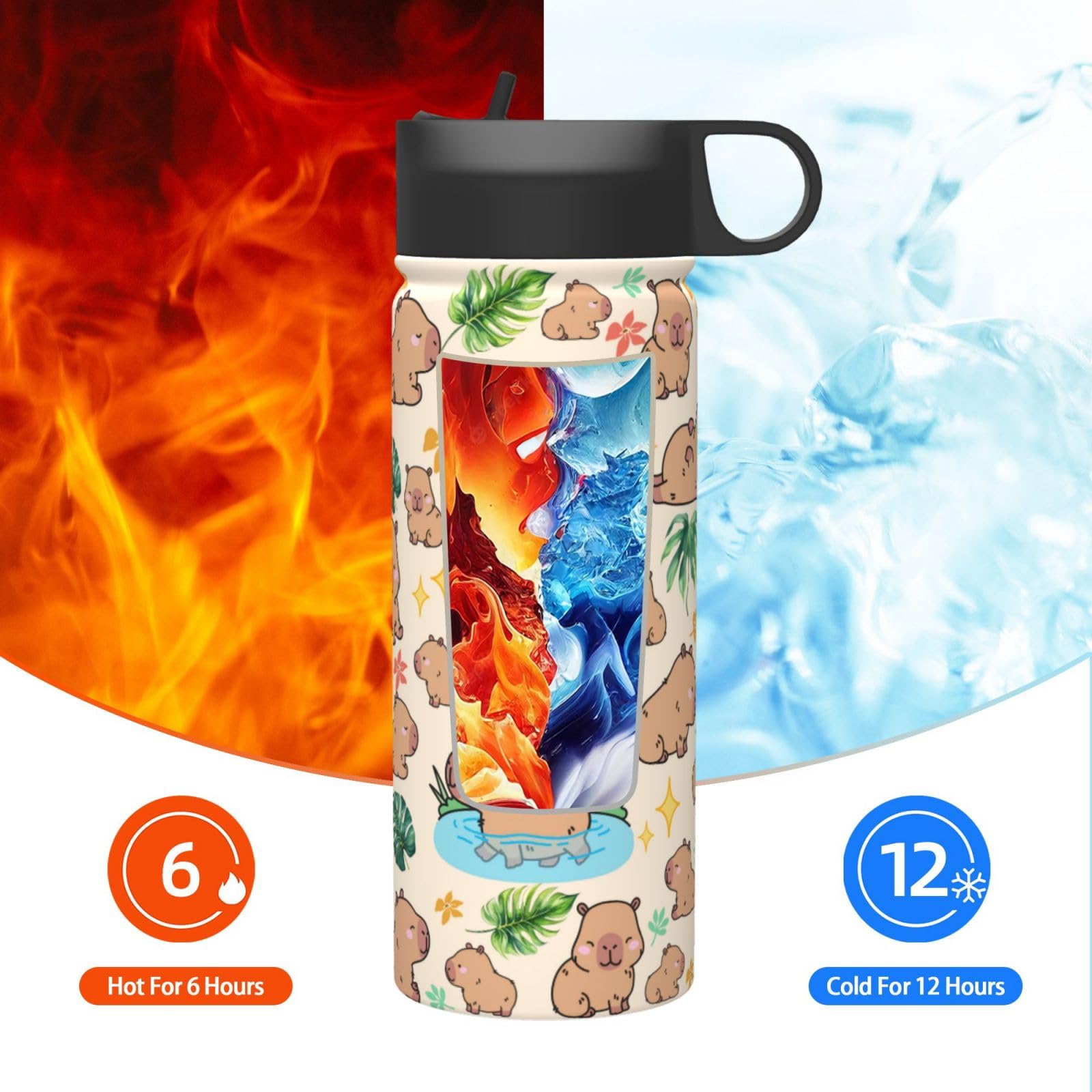 Yegonggong Capybara Gifts Tumbler cup-holder compatible for on-the-go hydration.