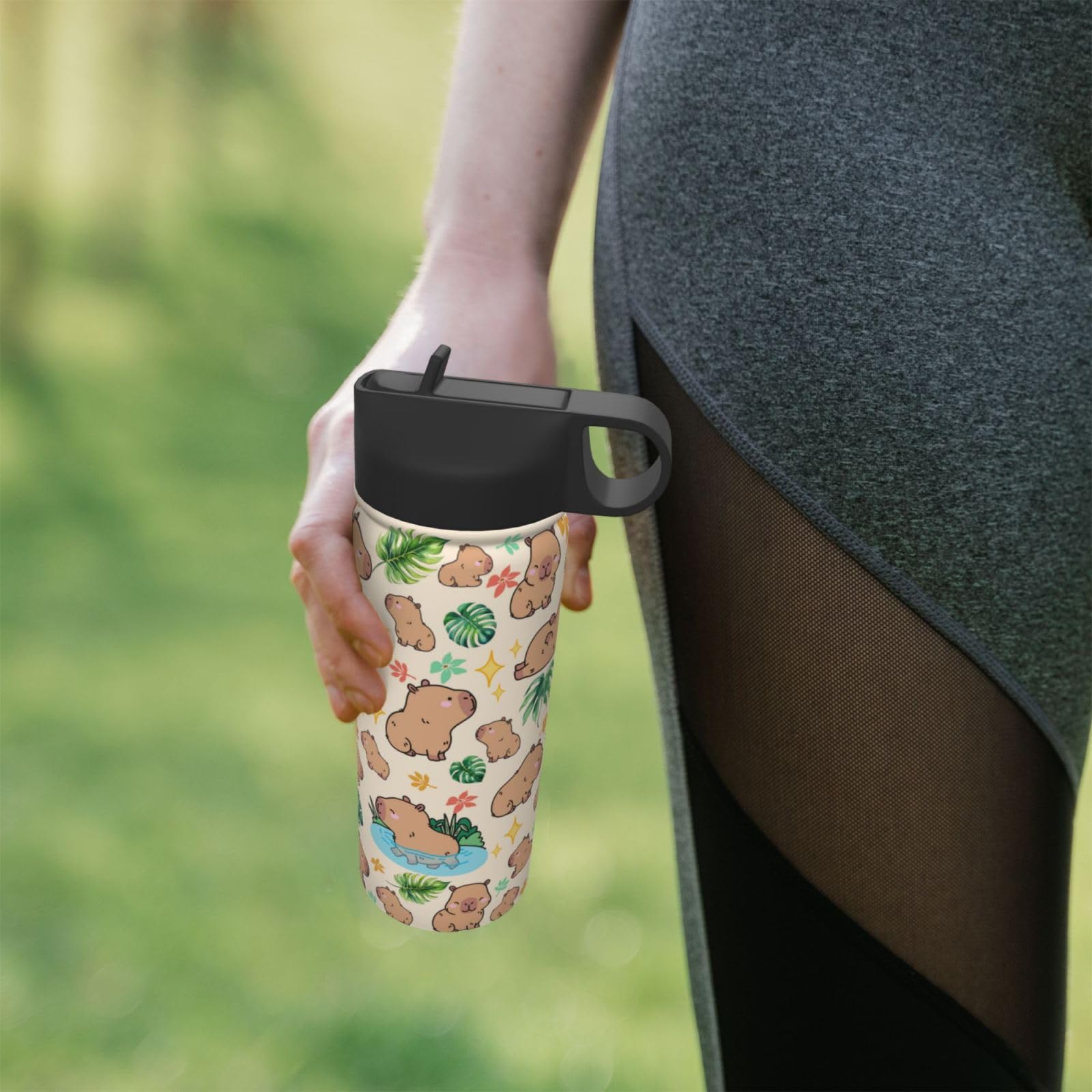 Yegonggong Capybara Gifts Tumbler lively pattern adds personality to your commute.