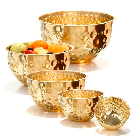YEJZXY hammered gold mixing bowls collection ideal for versatile kitchen prep and storage.