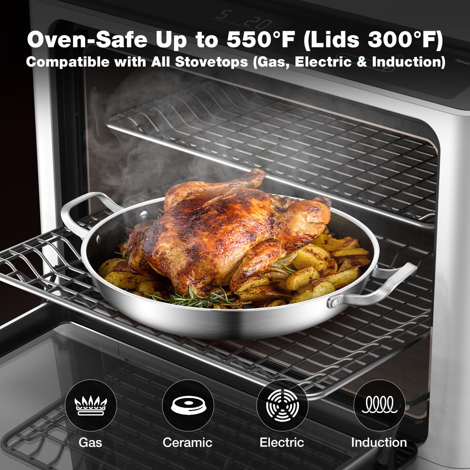 Yeksum paella pan supports 12 servings with generous capacity