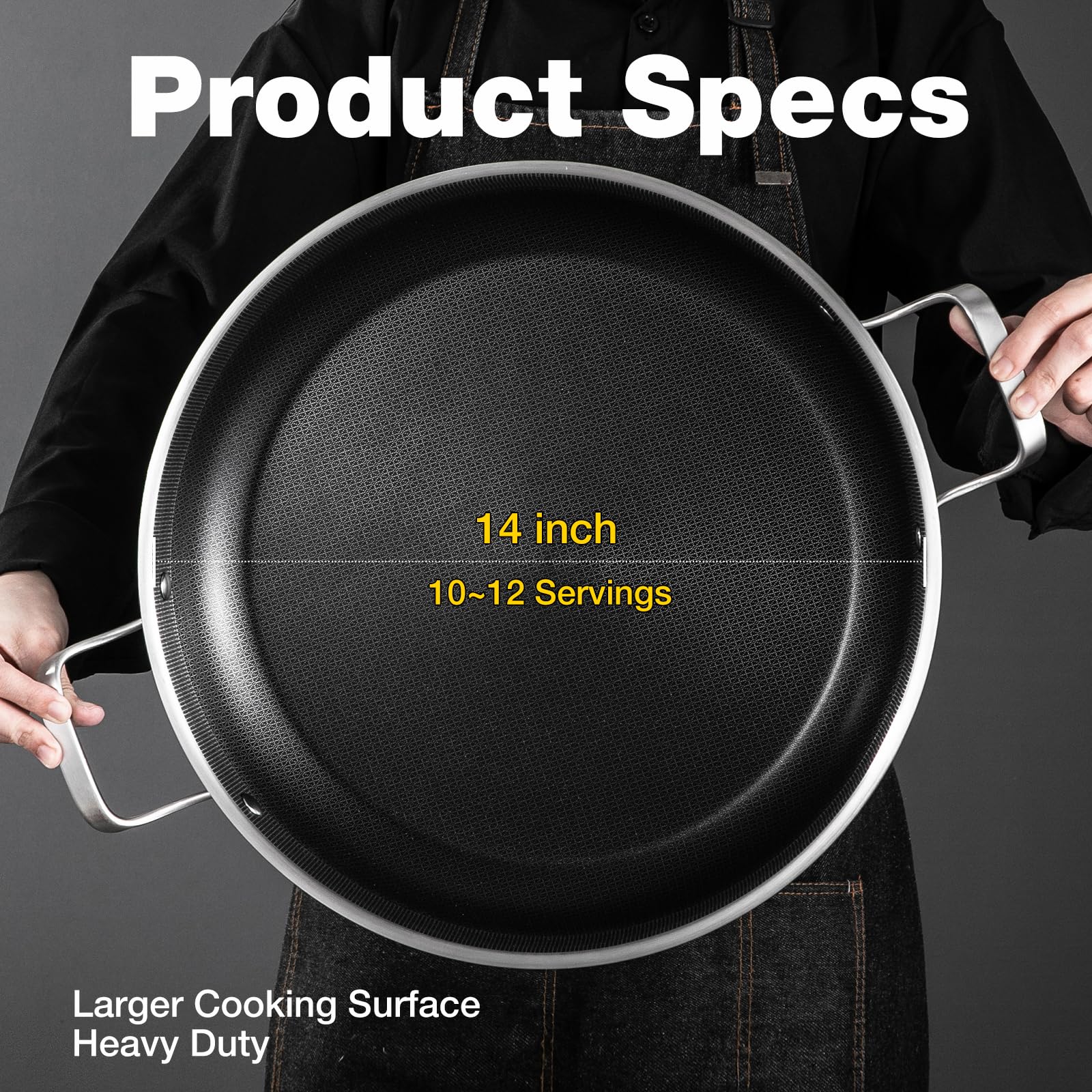 Yeksum tri-ply paella pan compatible with induction cooking