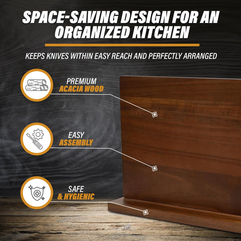 YelloIris acacia wood knife holder combines durability with a natural grain