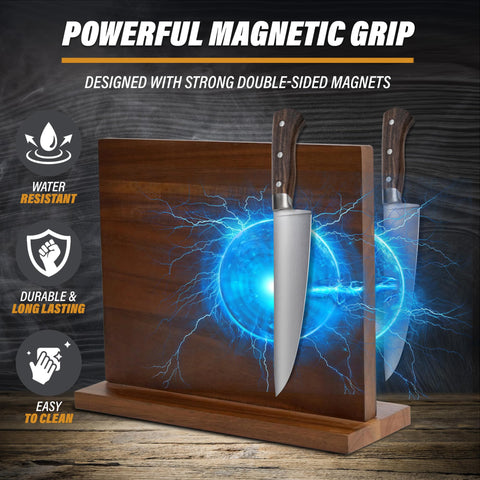 YelloIris space-saving wooden knife holder frees counter space while organizing tools
