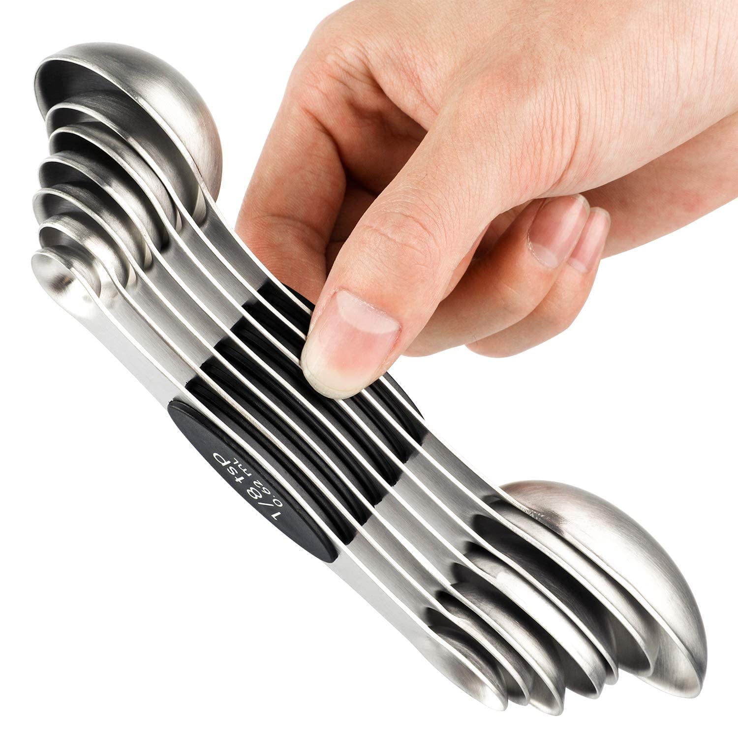 YellRin magnetic measuring spoons dual-sided for precise dry and liquid measuring.