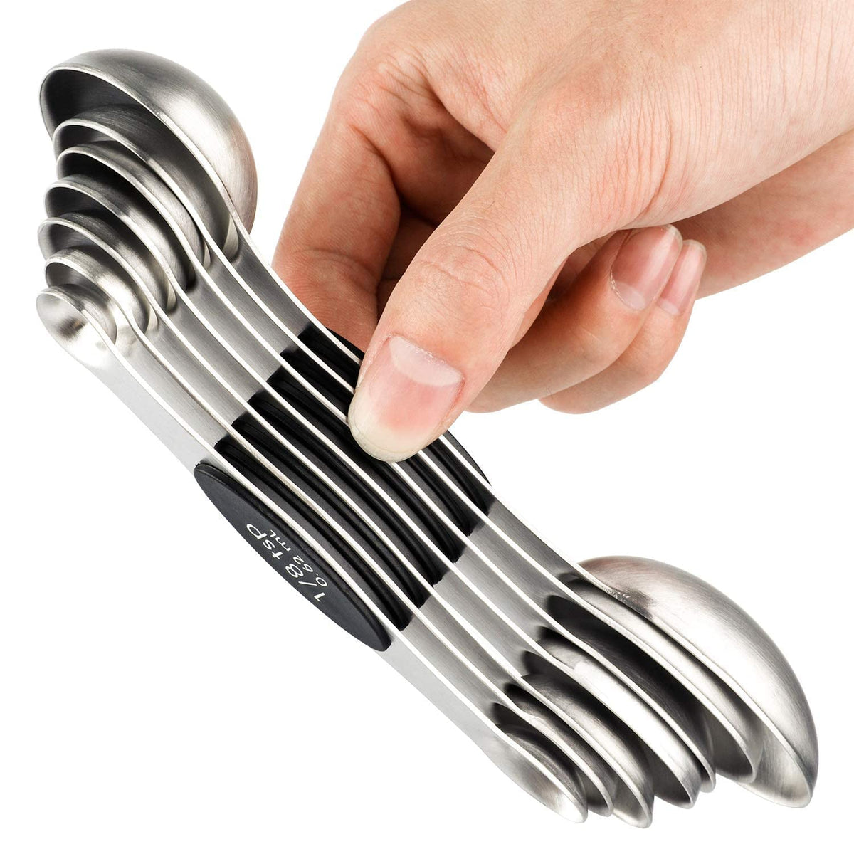 YellRin magnetic measuring spoons dual-sided for precise dry and liquid measuring.