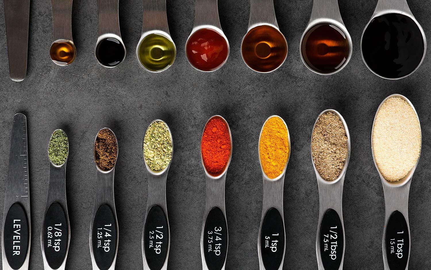 YellRin 7-piece set covers common measurements for cooking and coffee.