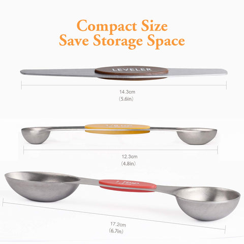 YellRin double-sided-spoons shown measuring dry and liquid ingredients with versatility.