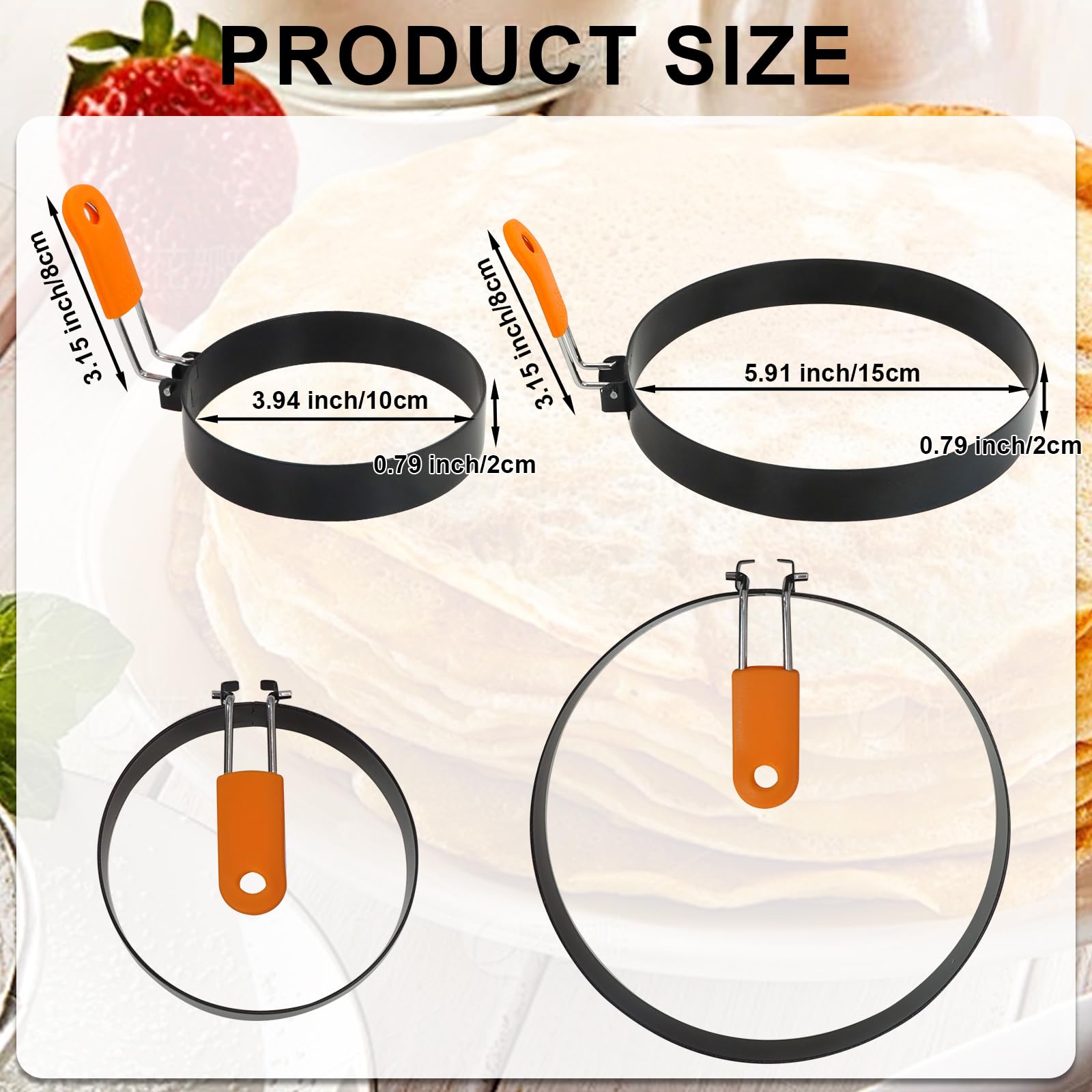 Yeloumiss 4 inch rings in hand shaping eggs neatly for small servings