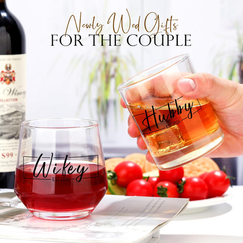 YENCHORN Hubby whiskey glass with EST 2026 engraving and sturdy design