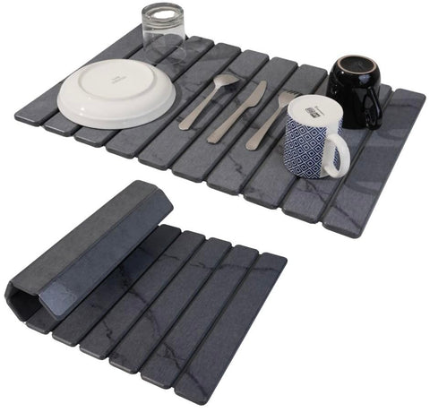 Yenyra stone drying mat with marble surface dries dishes quickly on the counter