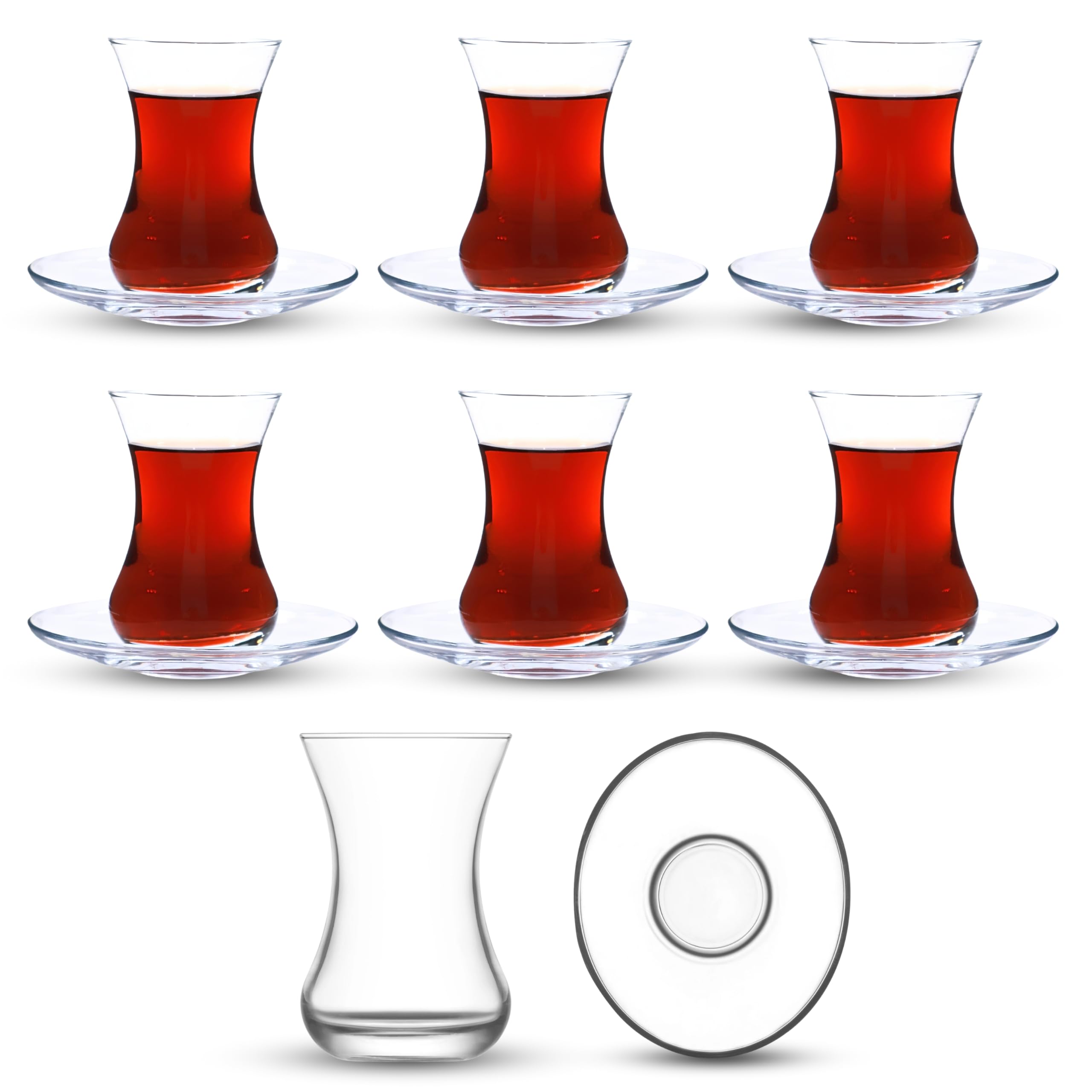 yersiz six glasses and six saucers set serves six guests