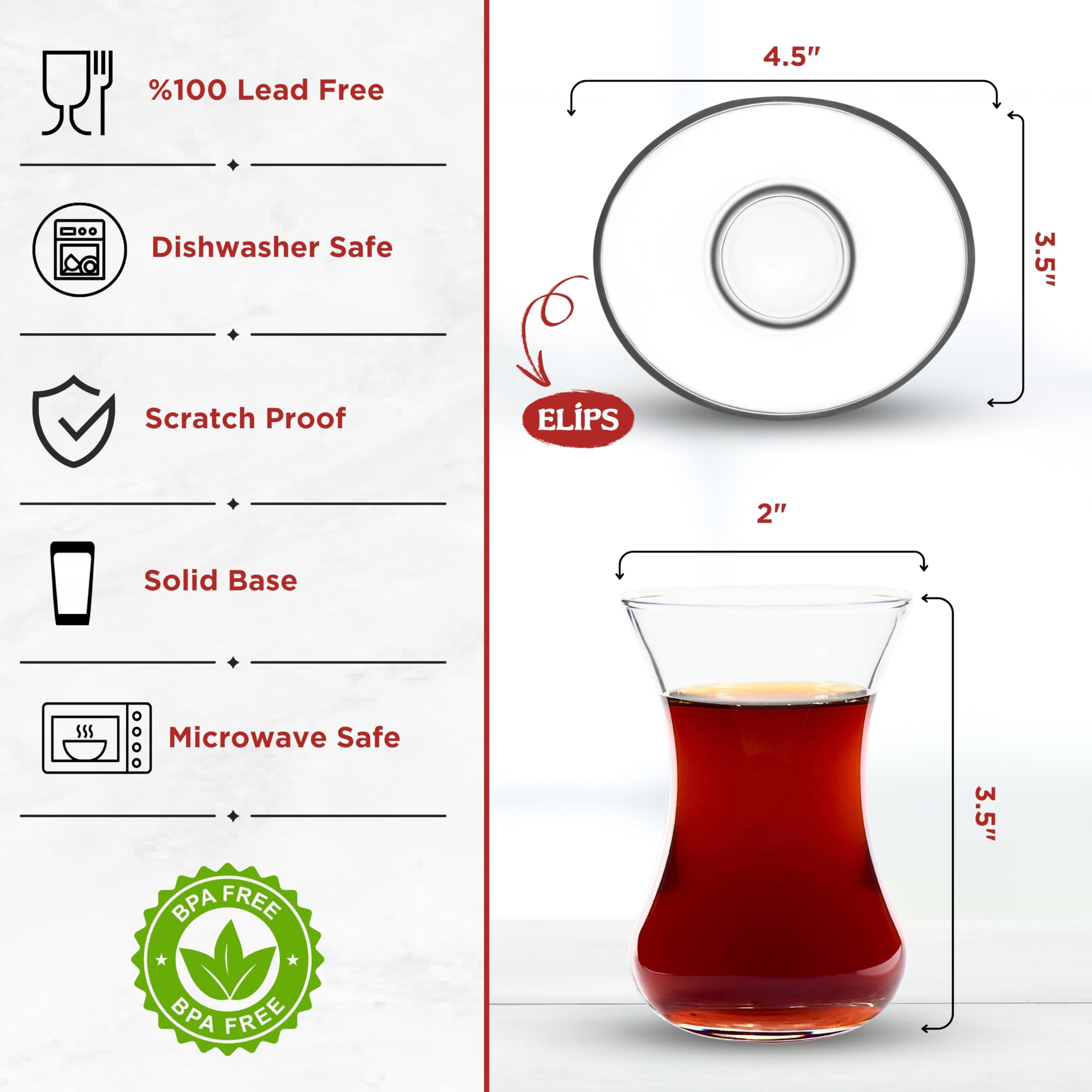 yersiz Turkish tea glass slim waist design provides comfortable grip