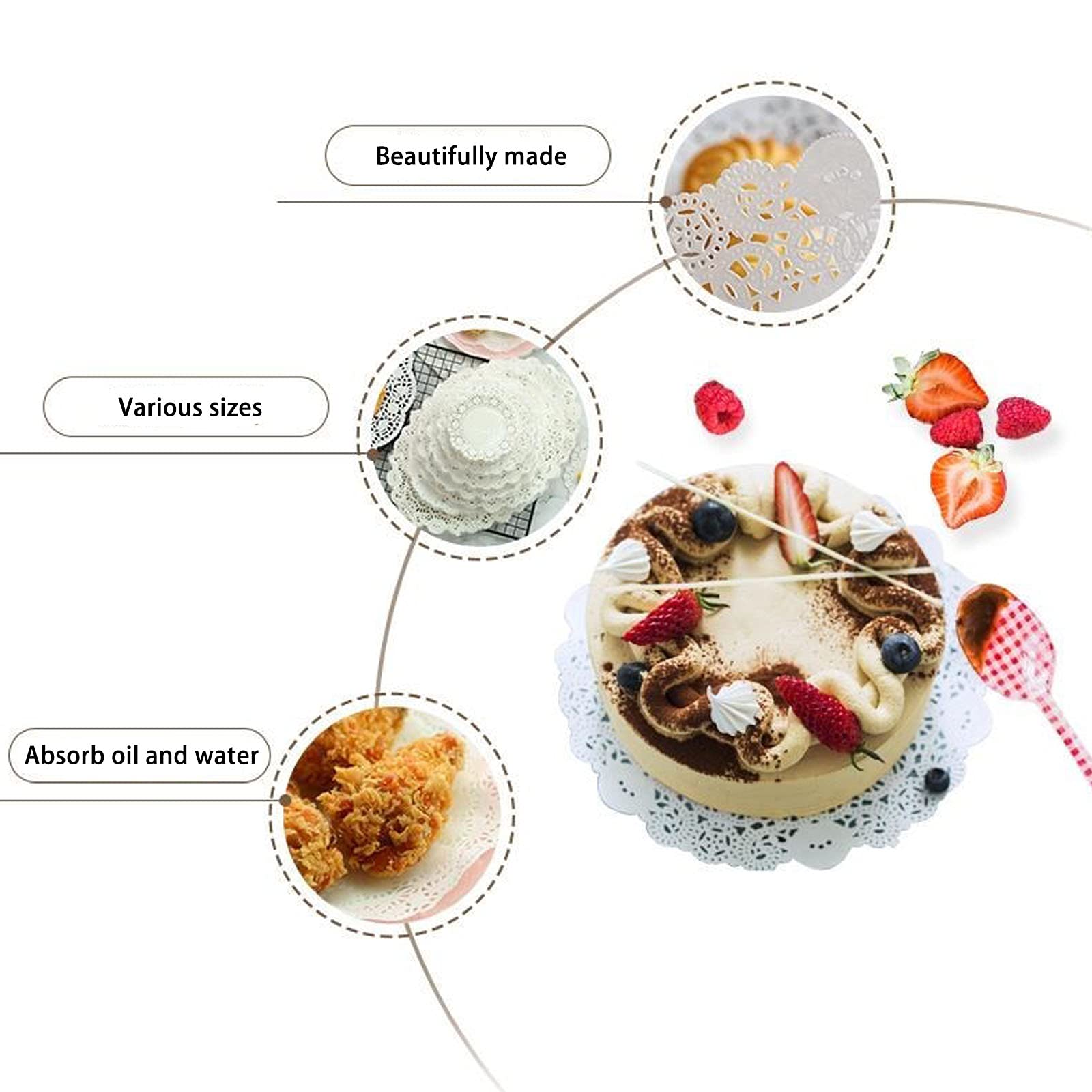 YESON cake plate liner adds refined backdrop for cookies and pastries.