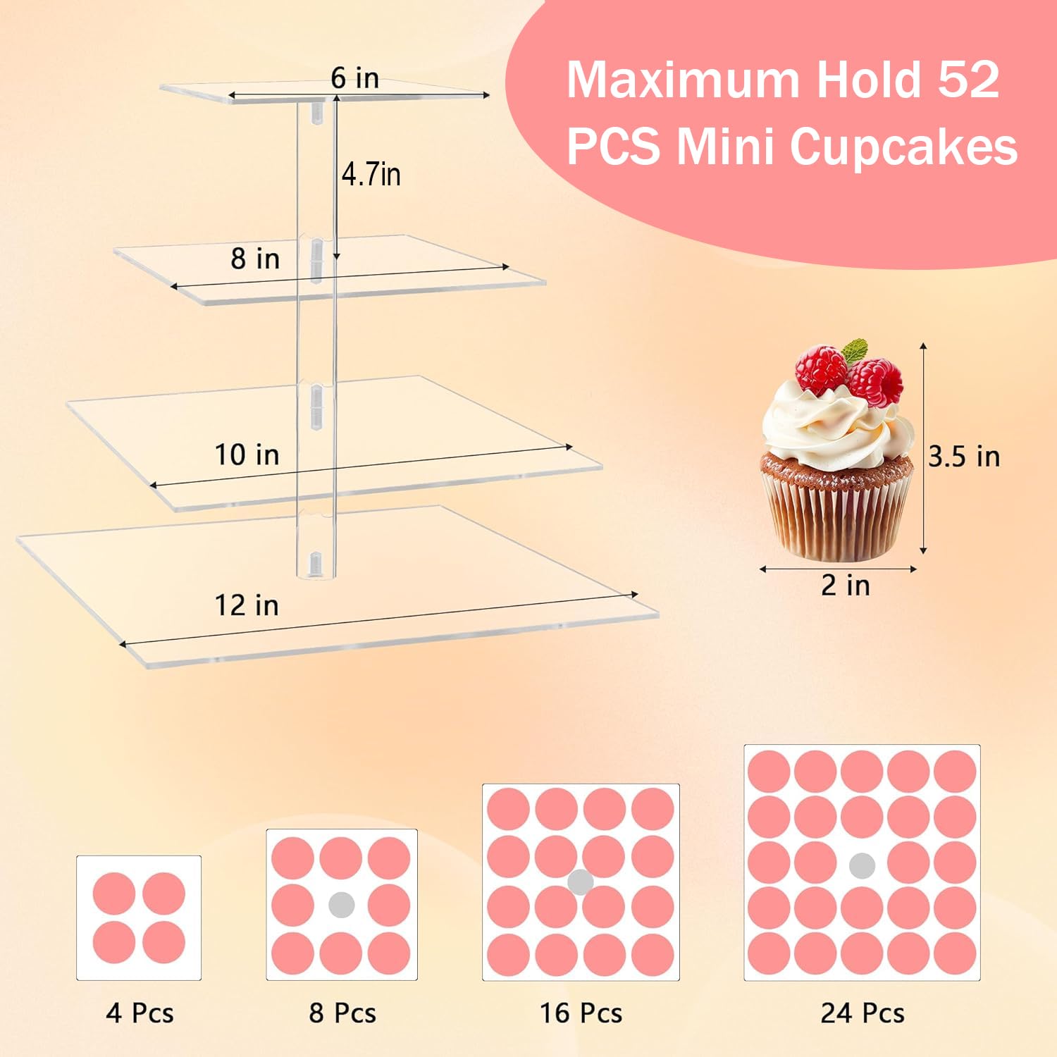 YestBuy acrylic cupcake stand features embedded copper nut for straight display
