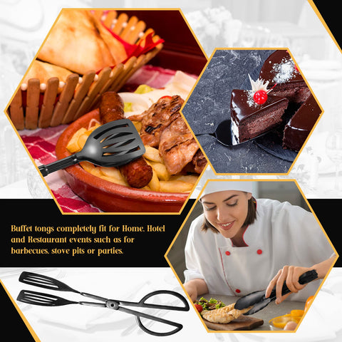 Yetene heavy-duty serving tongs in black, sturdy for buffet use