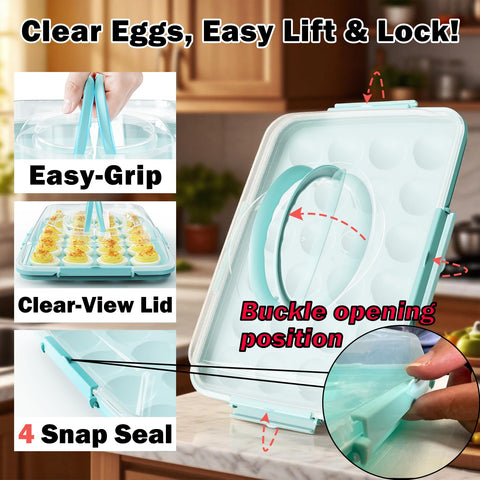 YETESON blue 48-count deviled egg tray shows capacity and color.