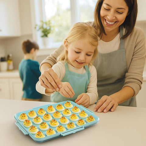 YETESON unbreakable plastic egg tray in blue for durable daily use.
