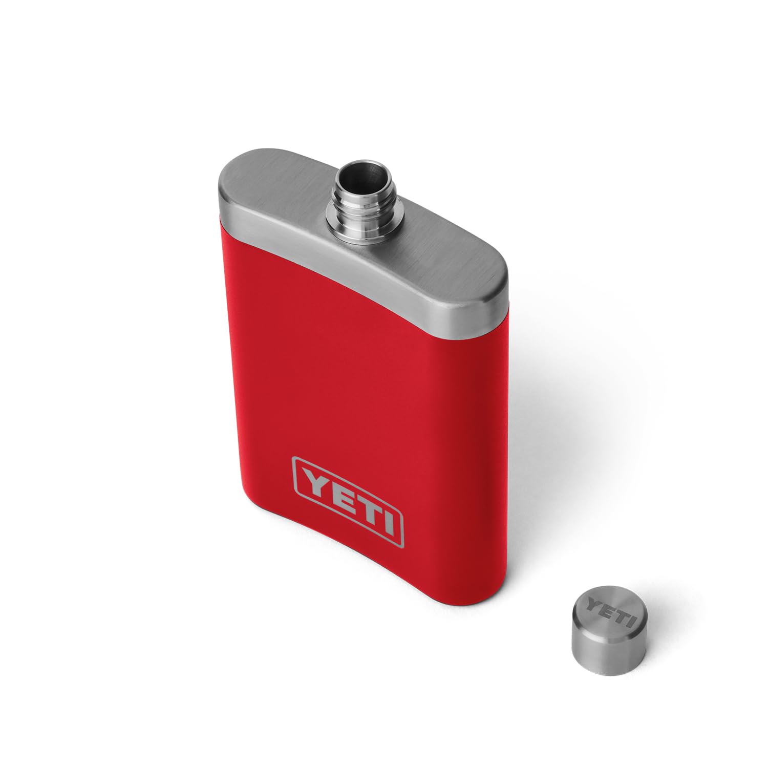 YETI 7 oz Flask in Rescue Red ready for on-the-go hydration and quick sips