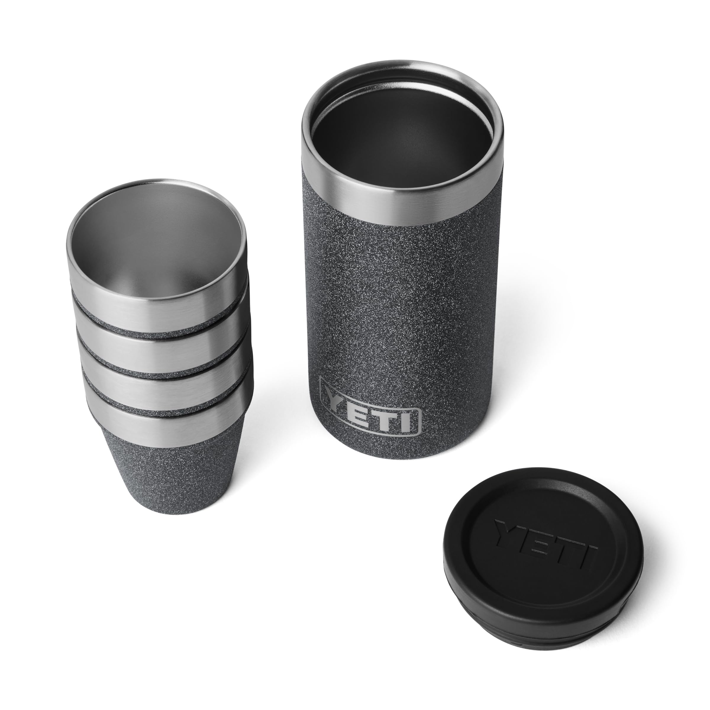 YETI black stone finish shot glasses add rugged style to any setting