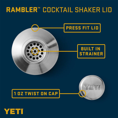 YETI cocktail shaker lid on Rambler 24oz mug enables easy mixing during gatherings