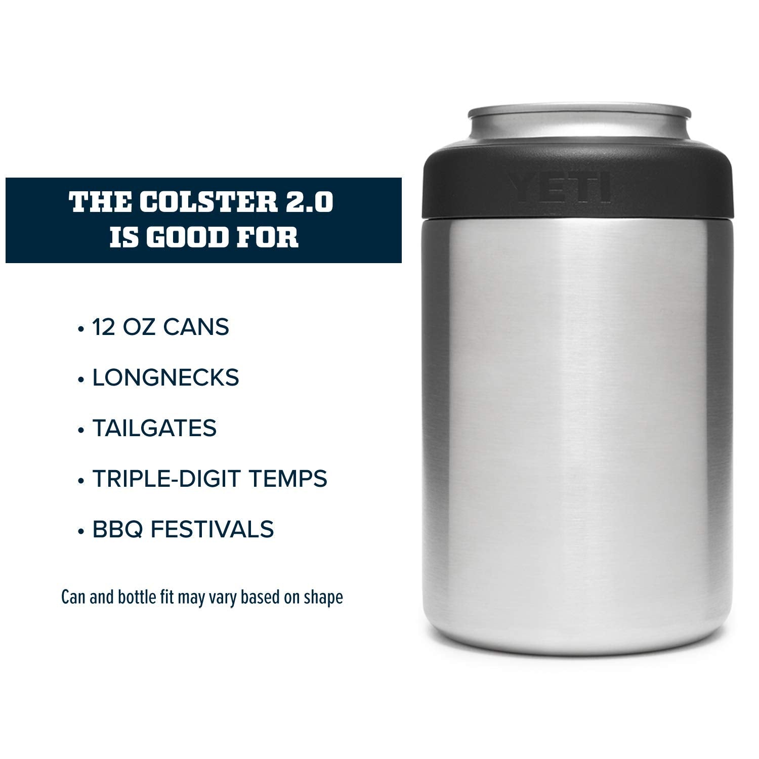 YETI Colster double-wall vacuum insulation preserves chill longer