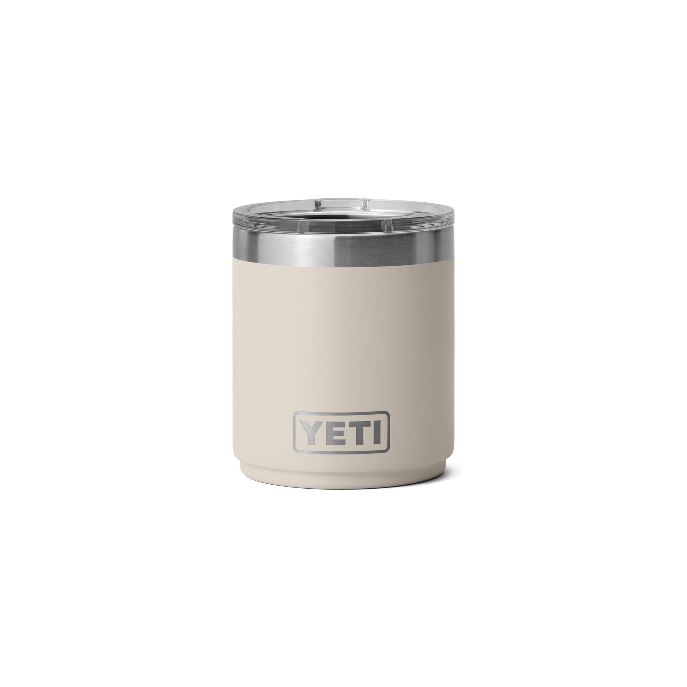 YETI Rambler 10 oz Lowball Cape Taupe with MagSlider maintains beverage temperature.