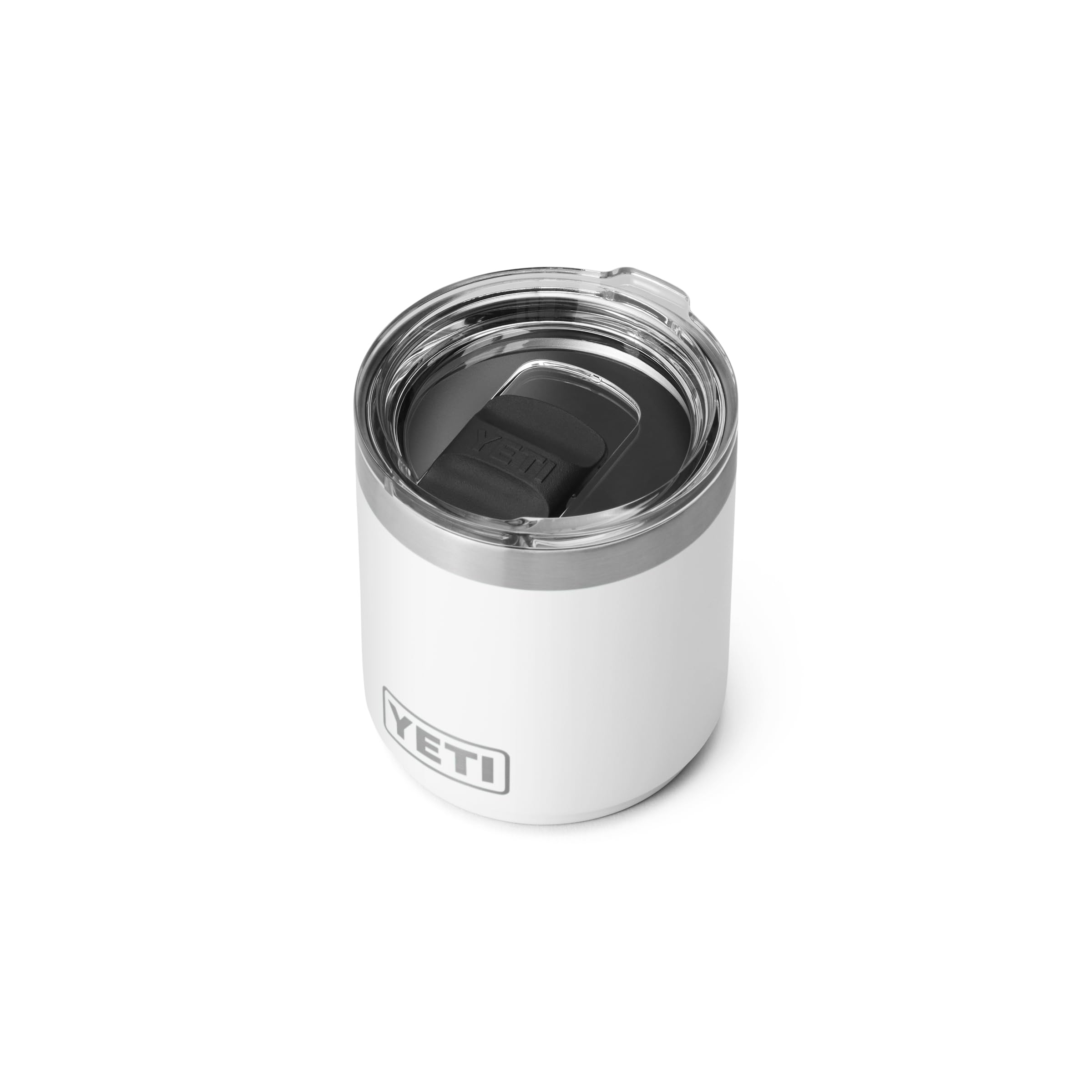 YETI Rambler 10 oz Lowball 2.0 MagSlider lid for easy one-handed access.