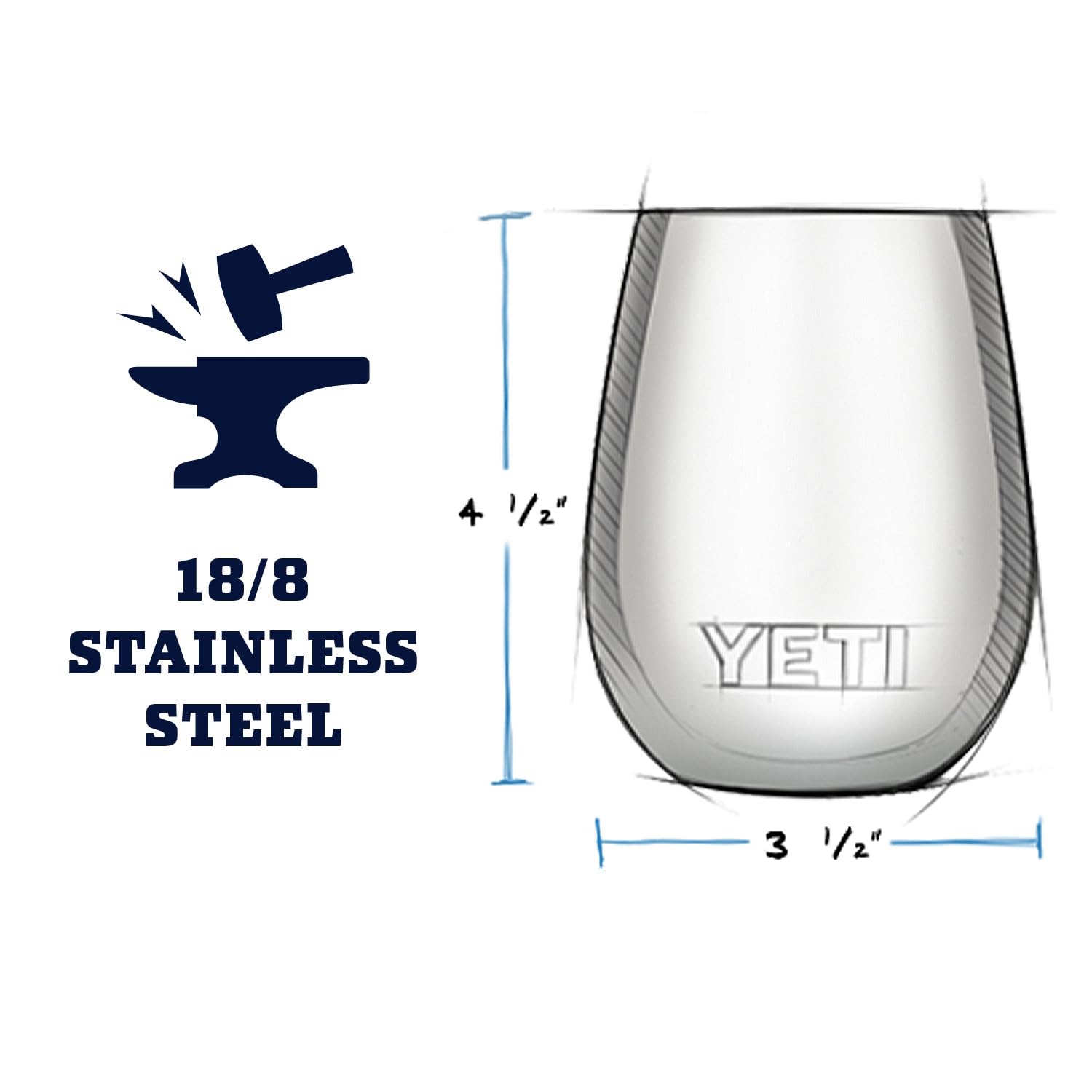 YETI Rambler 10 oz Wine Tumbler BPA-free and dishwasher safe for easy care.