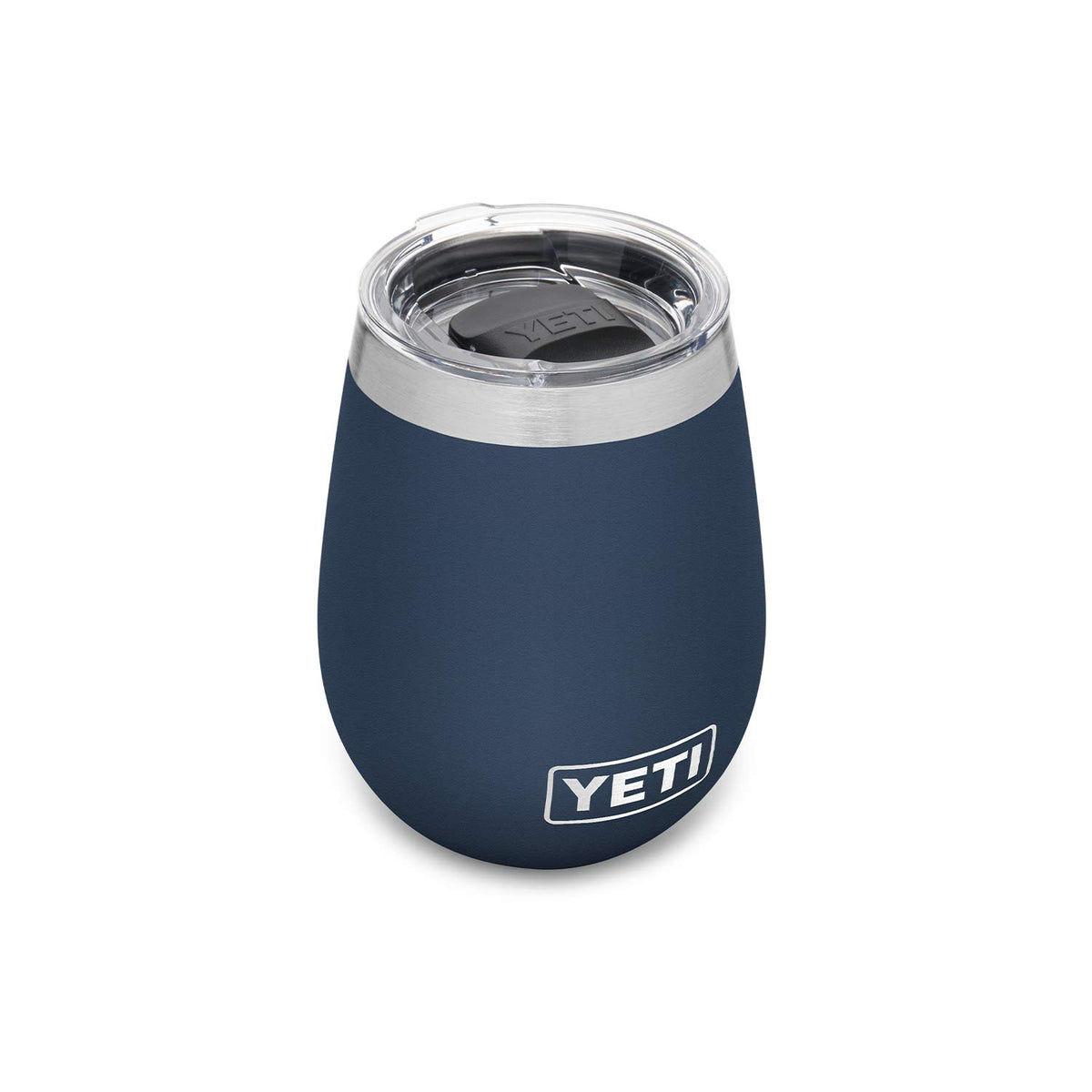 YETI Rambler 10 oz wine tumbler in navy color for outdoor cooling on the go.